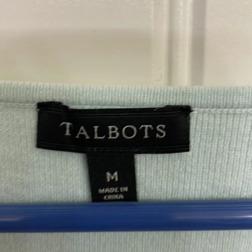 Talbots 3/4 length sleeve Sweater Size medium Pale blue/green - Picture 3 of 8